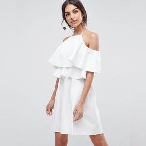 ASOS High Neck Cold Shoulder Skater Mini Dress Size 6